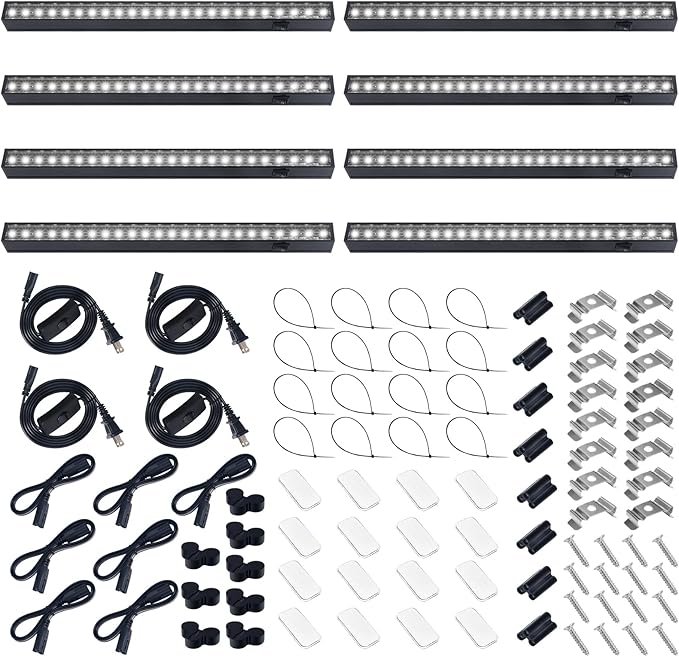 Barrina Plant Grow Lights, 5000K Full Spectrum Daylight White, T5 LED Grow Light Strips, 1ft Growing Lamp with Magnetic Bar, Plant Lights for Indoor Plants, Greenhouse, Black Cover, Linkable, 8 Packs