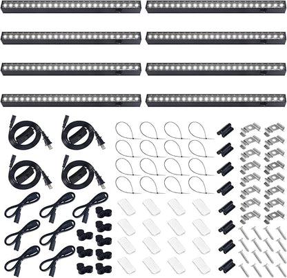 Barrina Plant Grow Lights, 5000K Full Spectrum Daylight White, T5 LED Grow Light Strips, 1ft Growing Lamp with Magnetic Bar, Plant Lights for Indoor Plants, Greenhouse, Black Cover, Linkable, 8 Packs