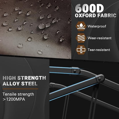 LEVELEVE Heavy Duty Folding Wagon - 2-in-1 Collapsible Cart, 650lb Capacity, All-Terrain Wheels w/Brakes & Side Pockets (Brown)