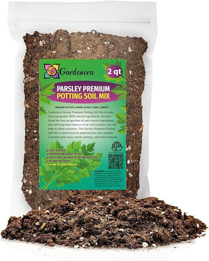 GARDENERA Parsley Plant Potting Soil - Enhance Flavor and Health with Professional Grade Nutrient-Rich Mix - 2 Quart