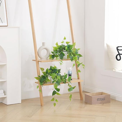 Tiita 2 Pack Fake Plants Artificial Scindapsus Aureus in Pots, Realistic Fake Greenery Potted Plants for Home Office Desk Window Sill Bathroom Bedroom Outdoor Indoor