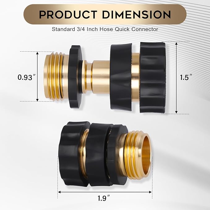 Dalmbox Garden Hose Quick Connector, 3/4" Male and Female Quick Release Garden Hose Connect Fittings With 6 Rubber Washers, 6 sets