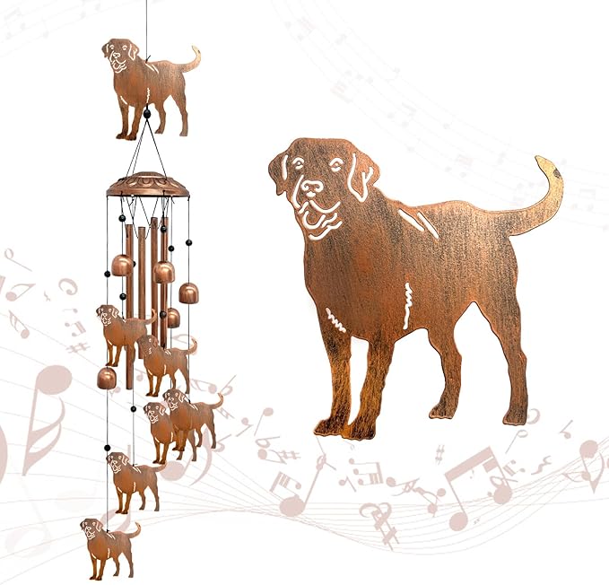 Labrador Wind Chimes for Outside, Metal Windchimes Outdoors Birthday Gifts for Women Memorial Sympathy Wind Chimes for Patio Garden Yard