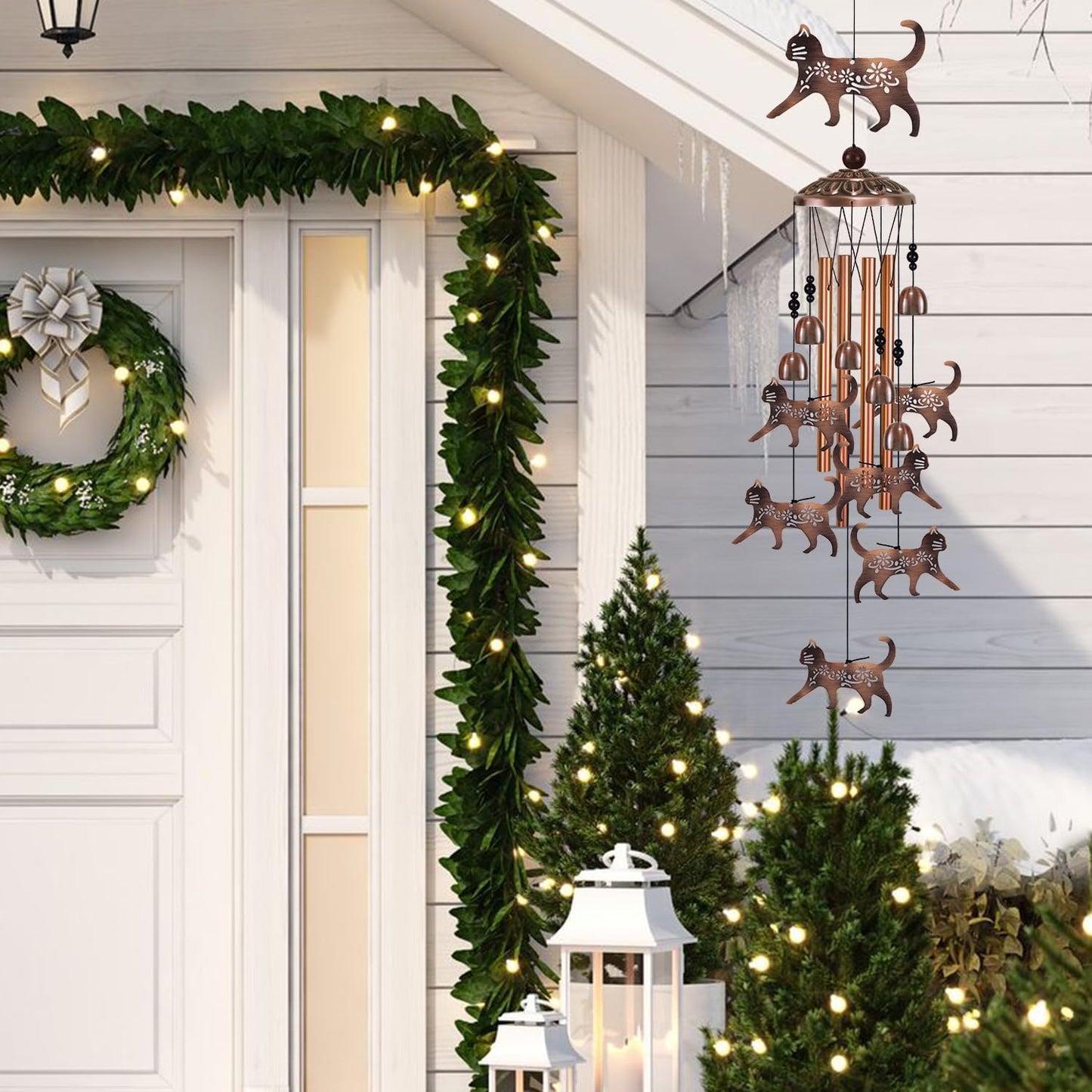 Outdoor Wind chimes Decor, Cats Wind Chimes for Home, Patio, Porch, Lawn, Indoor, Garden Cat Decoration, Mobile Cat Wind Catcher, Music Wind Bells, Memorial Gifts, Festival Gifts for Mom/Grandma/Woman