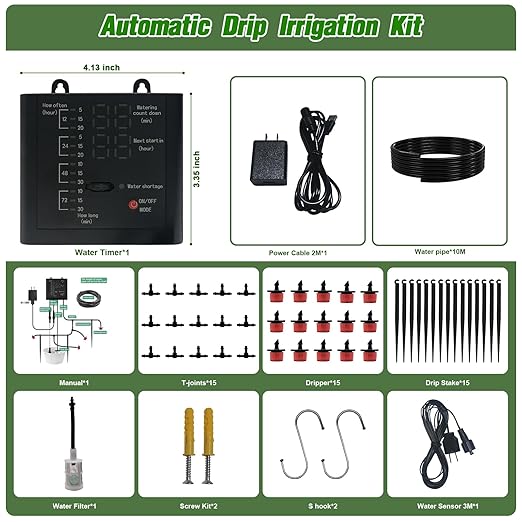 Automatic Drip Irrigation System, Plant Self Watering Devices for Vacation,Auto Plant Waterer,Drip Irrigation Timer for Potted Plants Indoor Garden Greenhouse (15 Pots,Adjustable Dripper)