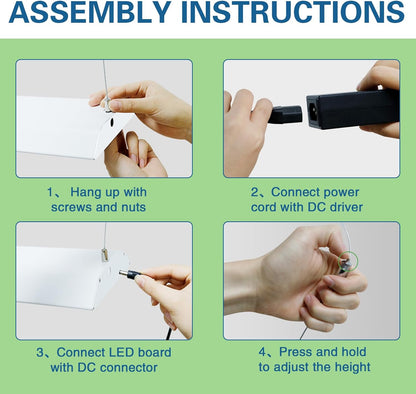 60W LED Grow Lights for Seed Starting, 2ft Hanging Full Spectrum Seedling Lights Grow Lights for Indoor Plants, 4/8/12H Timer and 10 Dimming Levels, Height Adjustable and Energy Efficient