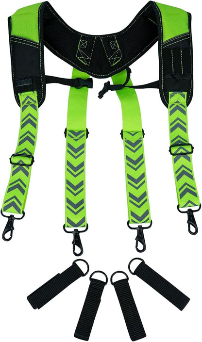 KUNN Tool Belt Suspenders Reflective - Heavy Duty Construction Reflective Safety Suspenders for Carpenter Electrician