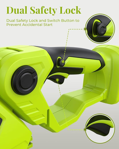 Hedge Trimmer Cordless with Battery, 2-in-1 Electric Handheld Grass Shear Cutter with 2 Pack Rechargeable Battery, Mini Bush Trimmer Kit for Garden Yard Lawn Pruning, Green