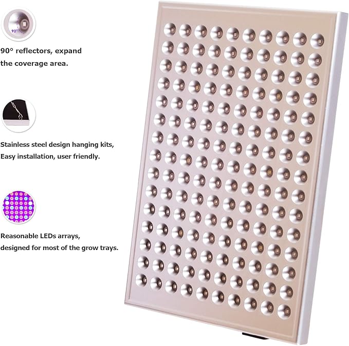 Diboys LED Grow Light for Indoor Plants, 45W Plant Lights Full Spectrum Panel Grow Light for Seedlings, Succulents, Micro Greens, Vegetable and Flower, 2 Pack