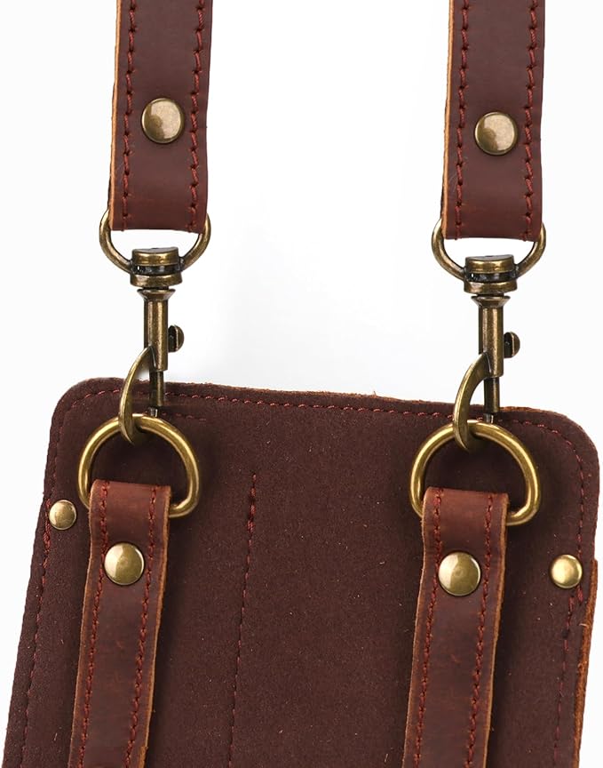 Tourbon Leather Florist Tool Waist Pouch Belt Garden Shoulder Crossbody Tools Bag Gardening Pruning Shears Holder Organizer Kit 4 Pockets (Brown)