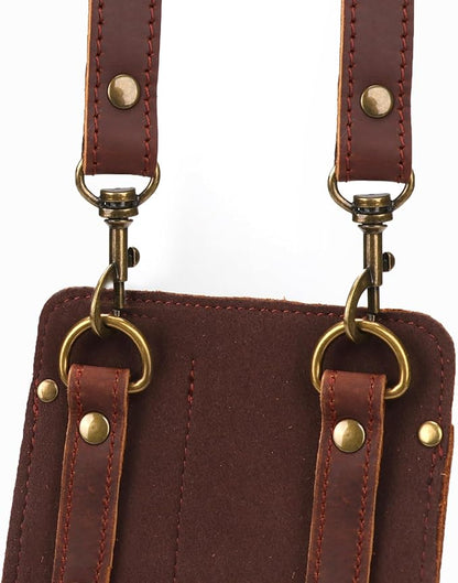Tourbon Leather Florist Tool Waist Pouch Belt Garden Shoulder Crossbody Tools Bag Gardening Pruning Shears Holder Organizer Kit 4 Pockets (Brown)