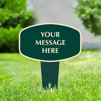 SmartSign Custom Designer Yard Stake Sign - Add Your Message, 12"x15", Square Oval Shape, 120 mil Aluminum Composite Sign w/Overcoat for Outside, Integrated Ground Stakes, Reflective Option, USA-Made