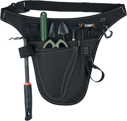 KUNN Garden Tool Organizer Belt Multifunctional Work Apron Pouch for Gardeing Florist Plumbing,Black