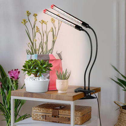 Gamechanger! 18W Power Home Plug, NOT 10W Adapter, FECiDA 2Head Clip Grow Lights for Seed Starting with Timer, Enough Bright Like Sun Full Spectrum Grow Lights for Indoor Plants, Bonsai, Seedlings