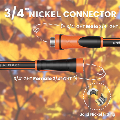 Giraffe Tools Short Leader Hose 3ft x 5/8", Heavy Duty Garden Water Hose, Flexible & Lightweight Hybrid Hose with Swivel Handle, Male to Female Fittings