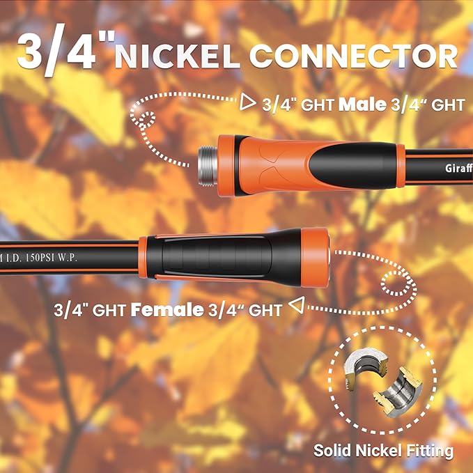 Giraffe Tools Garden Leader Hose 3ft x 5/8", Short Water Hose Heavy Duty, Flexible, Lightweight Hybrid Hose with Swivel Handle, Male to Female Fittings, Burst 600 PSI