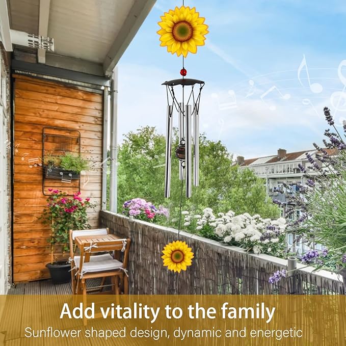 Wind Chimes for Outside Sunflower Wind Chimes Outdoor Home Patio Garden Decor Windchimes Outdoors Gift Ideas for Women Mom Grandma Sisters