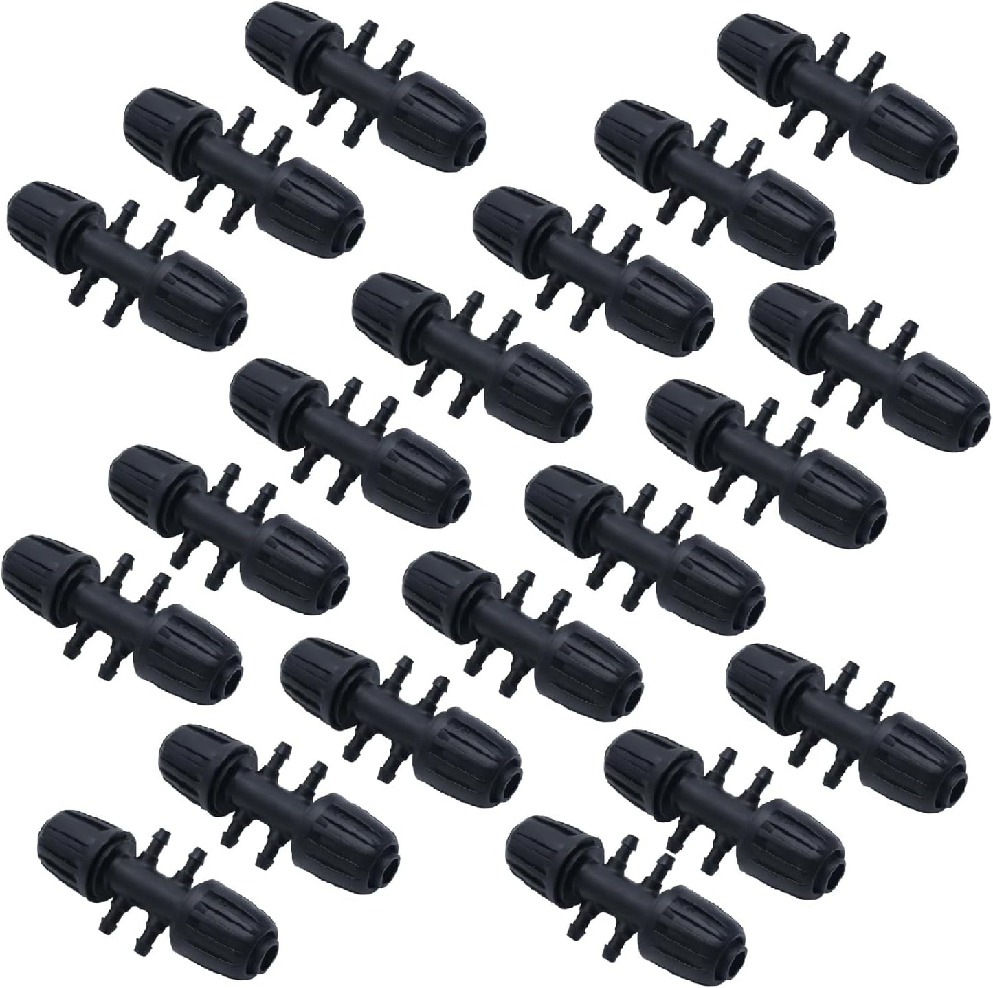 20 PCS Barbed Tee Irrigation Fittings 1/2 Inch to 1/4 Inch Drip-proof Fitting for Irrigation Pipe (1/2 inch to 1/4 inch Barbed six-way)