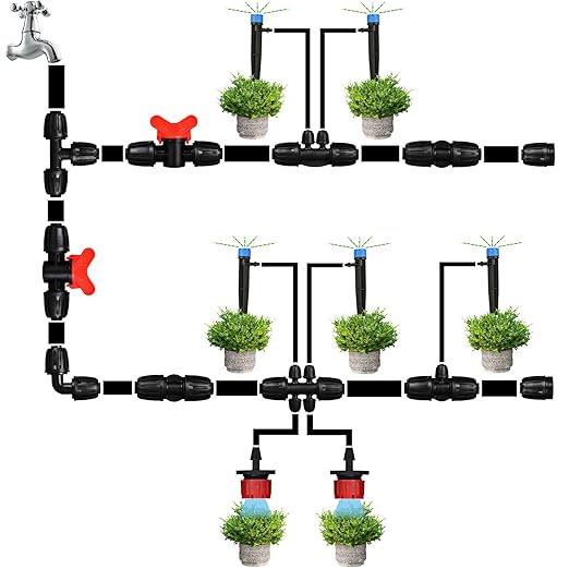Barbed Tee 1/2" to 1/4" Drip Irrigation Fittings: 10 Pieces 1/2 Inch Tubing (1/2" ID x0.6-0.63" OD) Six-way Connectors for 16mm to 1/4 Inch Irrigation Drip System