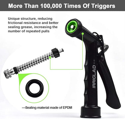 Hose Nozzle 2 Pack, Full Size Pistol Grip Water Nozzle Sprayer with Threaded Front, High Pressure Nozzle, Adjustable Spray Water Flow for Watering Plants, Showering Pet, Washing Car, Cleaning