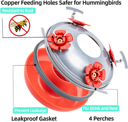 Hummingbird Feeders for Outdoors Hanging, 32OZ Hand Blown Glass Hummingbird Feeder for Outside, 4 Perch Ant Moat Leakproof, Garden Decor, Backyard Bird Gifts for Mom (Blue)