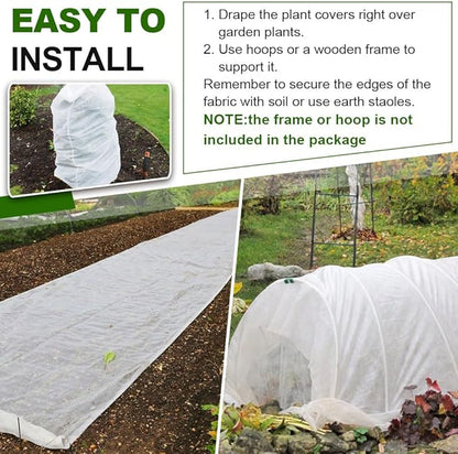 Plant Covers Freeze Protection 10 x 50 FT 1.2oz/yd² Frost Cloth Blankets for Outdoor Plants in Winter, Floating Row Cover for Vegetable Garden