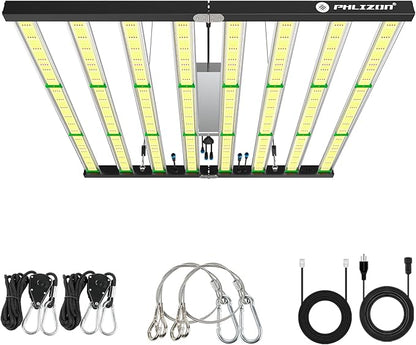 Phlizon FD9600 1000W Plant Led Grow Light for 4x4 5x5 6x6 7x7ft Indoor Commercial Plants Daisy Chain Dimmable Grow Light Brand Driver Foldable Full Spectrum UV IR Growing Lamps (FD9600)