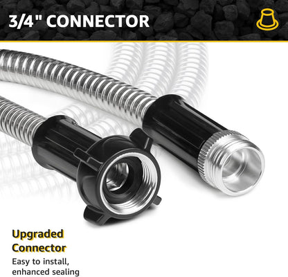 Short Garden Hose Metal Water hose Heavy Duty Stainless Steel Hose with Metal Fittings Flexible Lightweight Hose Puncture Proof for Yard, Outdoors, Rv (Unexpandable, 5FT)