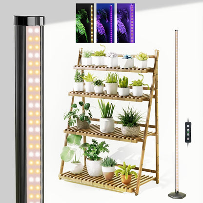 Grow Lights for Indoor Plants, 192 LEDs 42W Vertical Full Spectrum Grow Light 65 Inch Standing Grow Lights with Timer 3 Light Modes 5-Level Dimmable Wide Coverage