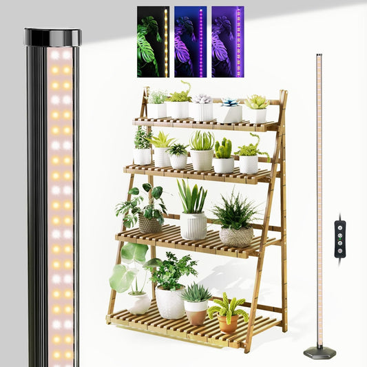 Grow Lights for Indoor Plants, 192 LEDs 42W Vertical Full Spectrum Grow Light 65 Inch Standing Grow Lights with Timer 3 Light Modes 5-Level Dimmable Wide Coverage