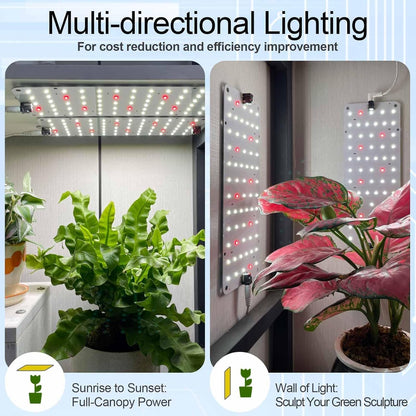 DOMMIA Grow Light, 20W Ultra-Thin Panel Grow Lights for Indoor Plants, High PPFD Full Spectrum, Dimmable, 6/12/16H Timer Auto on/Off, Suitable for Indoor Growing, Cold White 1-Pack