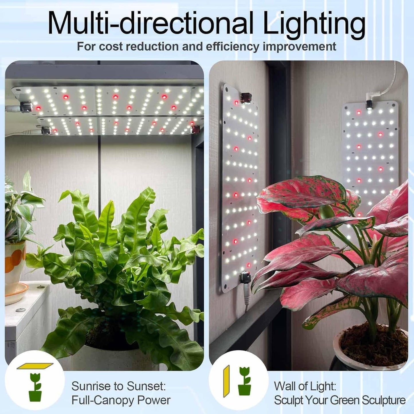 DOMMIA Grow Light, 20W Ultra-Thin Panel Grow Lights for Indoor Plants, High PPFD Full Spectrum, Dimmable, 6/12/16H Timer Auto on/Off, Suitable for Indoor Growing, Cold White 2-Pack