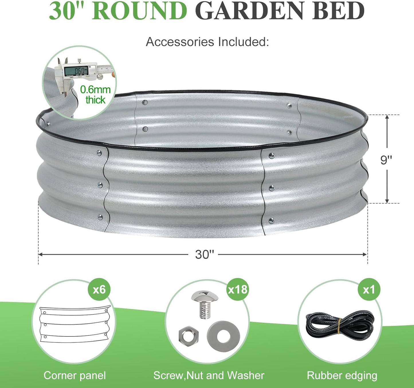 BPS Metal Raised Garden Bed, 2.5FT Diameter Galvanized Planter Raised Garden Boxes for Flower Planters, Vegetables Herb