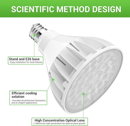 RDJ Bouns Hanging Grow Lights for Indoor Plants, 26W Full Spectrum 4H/8H/12H Timer Switch, 16.4FT Power Cord, Plug in Pendant Grow Light with Adjustable Pulley for Plants, Gifts for Gardening Lovers