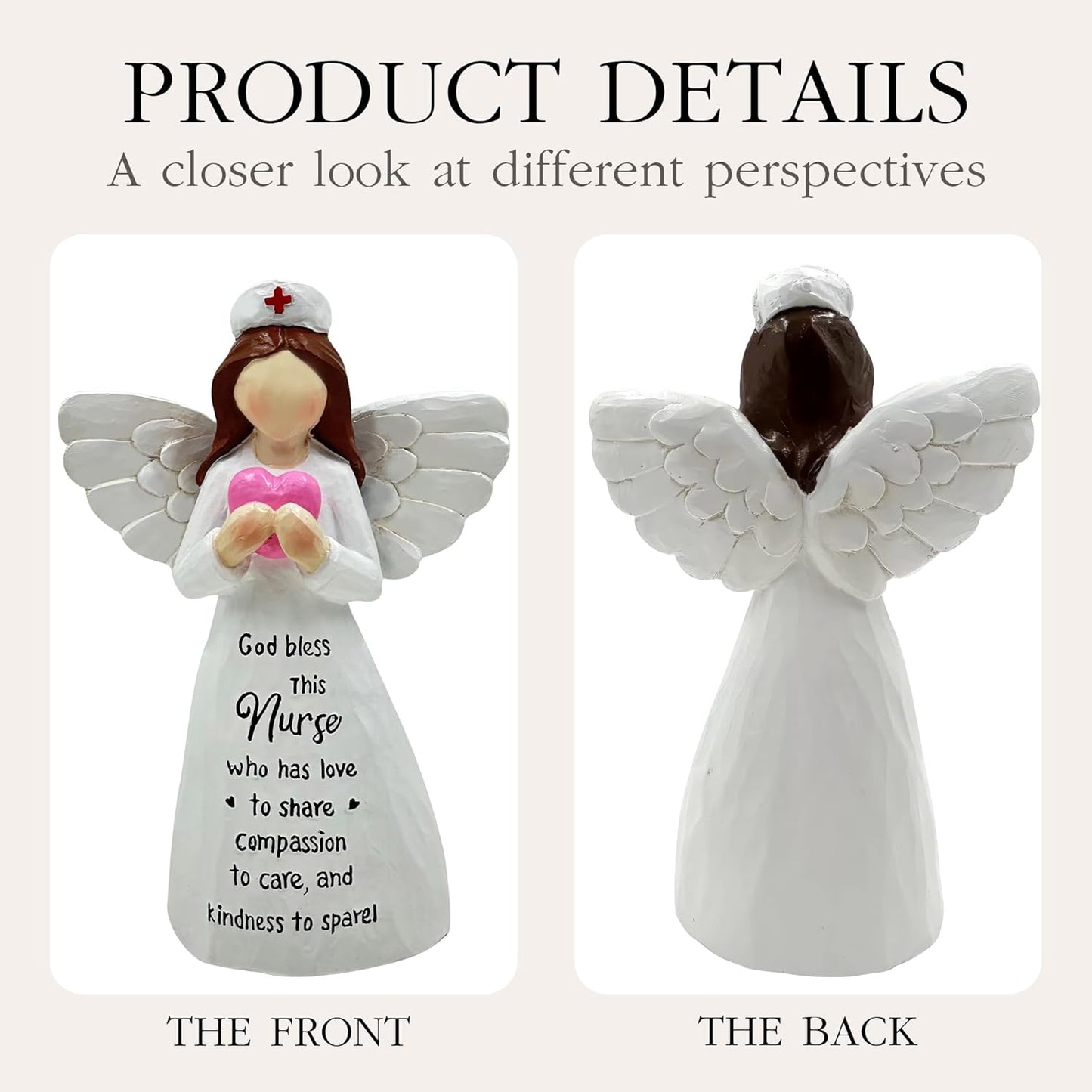 Nurse Gifts, Nurse Graduation Angle Figurine, Thoughtful Tabletop Decoration, Gifts for Women, Nurses, Female, Healthcare Workers, and Medical Graduates, Hand-Painted 5.9 Inches Resin Doll