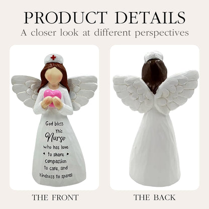 Nurse Gifts, Nurse Graduation Angle Figurine, Thoughtful Tabletop Decoration, Gifts for Women, Nurses, Female, Healthcare Workers, and Medical Graduates, Hand-Painted 5.9 Inches Resin Doll