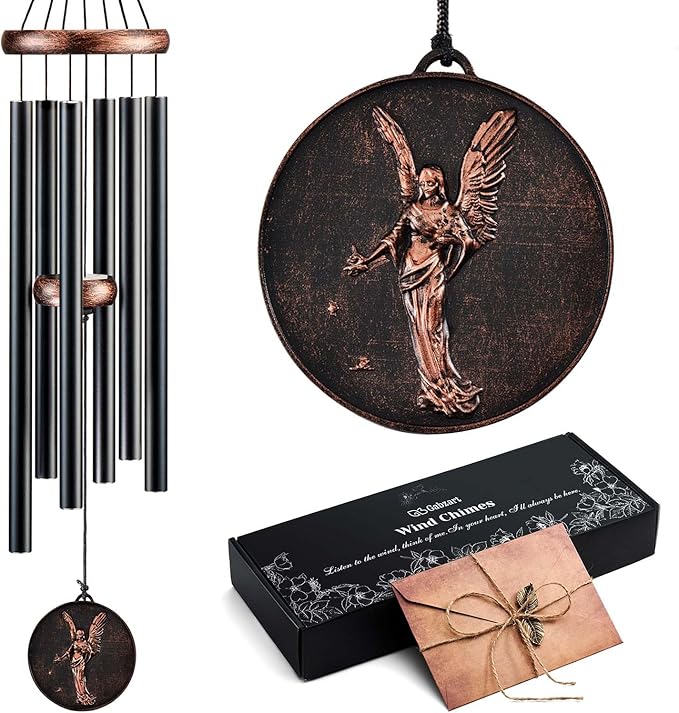 Wind Chimes for Outside, Vintage Angel Deep Tone Wind Chime Outdoor Clearance, Memorial/Festivals/Birthday Gift for Mom Dad Women Grandma, Home Garden Patio Decor (32" Angel)