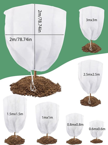 Abimars Thicker Plant Covers Freeze Protection Jacket 2.36 oz/yd², 6.6'x6.6' Reusable Winter Plant Covers with Drawstring & Zipper, 2 Pack Light, Porous Fabric for Plant Breathing