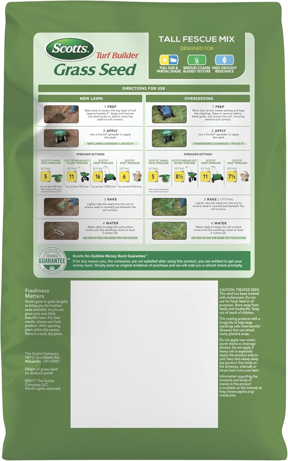 Scotts Turf Builder Grass Seed Tall Fescue Mix, Grows Deep Roots for a Durable, Livable Lawn, 3 lbs.