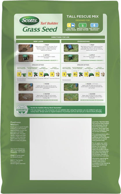 Scotts Turf Builder Grass Seed Tall Fescue Mix, Grows Deep Roots for a Durable, Livable Lawn, 3 lbs.