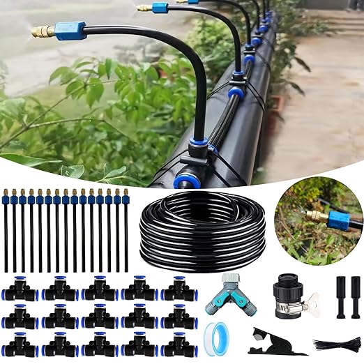 Atomizing kit,82FT 360 Degree Adjustable Copper Sprayer atomizing System,9/12mm(ID/OD) trubing Watering Plant Devices Nozzle Emitters Sprinkler Pneumatic Fittings Connection. (15)