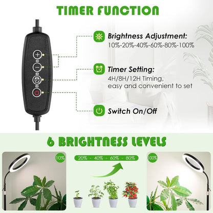 LBW Grow Lights for Indoor Plants with Stand Full Spectrum, Floor Plant Lights for Indoor Growing, 108 LEDs Standing Plant Lamp, 4/8/12H Auto Timer, 6 Brightness, Height Adjustable,7.8 Diameter