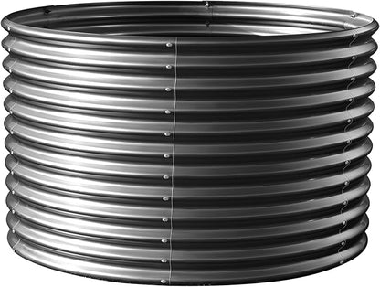 Land Guard 4×4×3ft Galvanized Raised Garden Bed Kit, Round Galvanized Planter Raised Garden Boxes Outdoor, Large Metal Raised Garden Beds for Vegetables, Grey