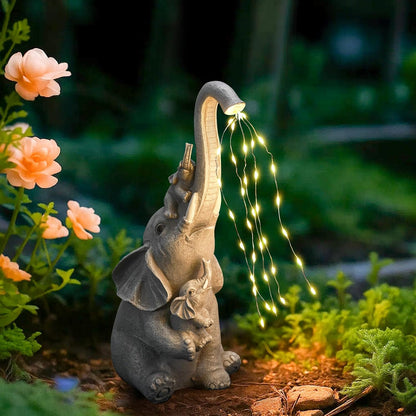 Solar Elephant Garden Statue Decor with Constant LED Lights - Lawn Patio Yard Balcony Lucky Elephant Ornaments,Unique Holiday Housewarming