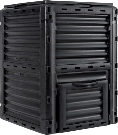 JupiterForce Garden Compost Bin 80 Gallon (300 L) from BPA Free Material, Large Composting Bin Outdoor Composter, Easy Assembling, Fast Creation of Fertile Soil, Lightweight, Black