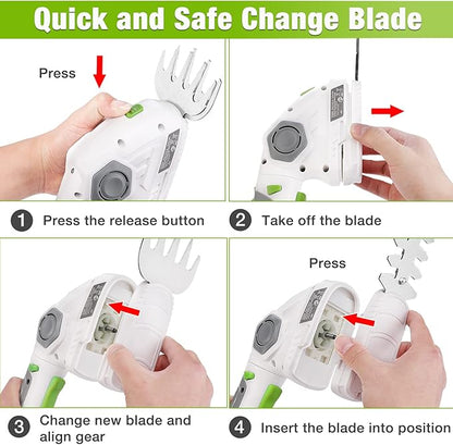 WORKPRO Cordless Grass Shear & Shrubbery Trimmer - 2 in 1 Handheld Hedge Trimmer 7.2V Electric Grass Trimmer Hedge Shears/Grass Cutter 2.0Ah Rechargeable Lithium-Ion Battery and USB Cable Included