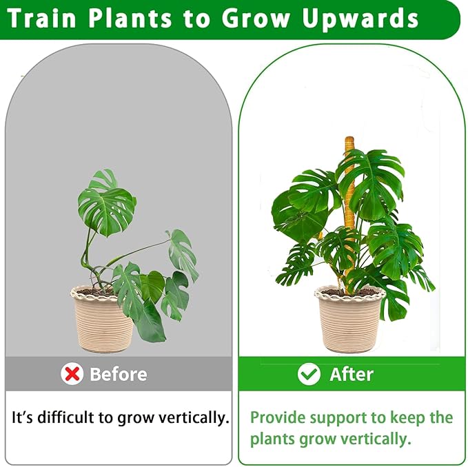 Moss Pole, 2 Pack 17 Inch Monstera Plant Support for Climbing Plants Accessories Indoor, Stackable Moss Poles Plant Support Stakes, Coir Plant Pole Sticks for Potted Plants, Pothos, Philodendron