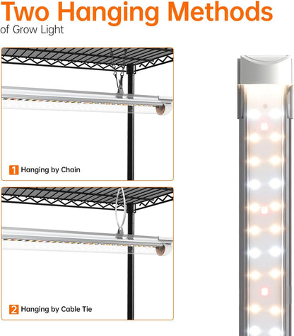 Bstrip Plant Shelf with Grow Light, 5 Tier Large Tall Plant Stand with 3FT T8 120W Grow Light for Indoor Plants, Full Spectrum LED Plant Light with wheel for Seedling, (47.2" Lx17.8 Wx71 H)