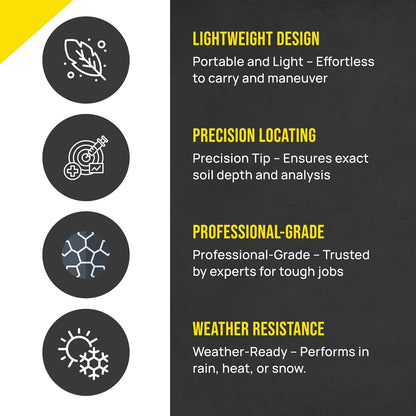 T&T Tools Mighty Probe with Slide Adapter – Insulated Metal Soil Probe, Ground Probe Rod with T-Handle, Septic Tank Locator Soil Sampling & Compaction Tester - 50 Inch Length, 3/8" Round Rod