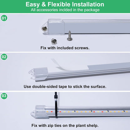 16" Plant Grow Light Strips, 120 LEDs Grow Lights for Indoor Plants Full Spectrum with 3/9/12H Timer & 10 Dimmable Levels, Sunlight Plant Growing lamp for Hydroponics Succulent 2 Heads